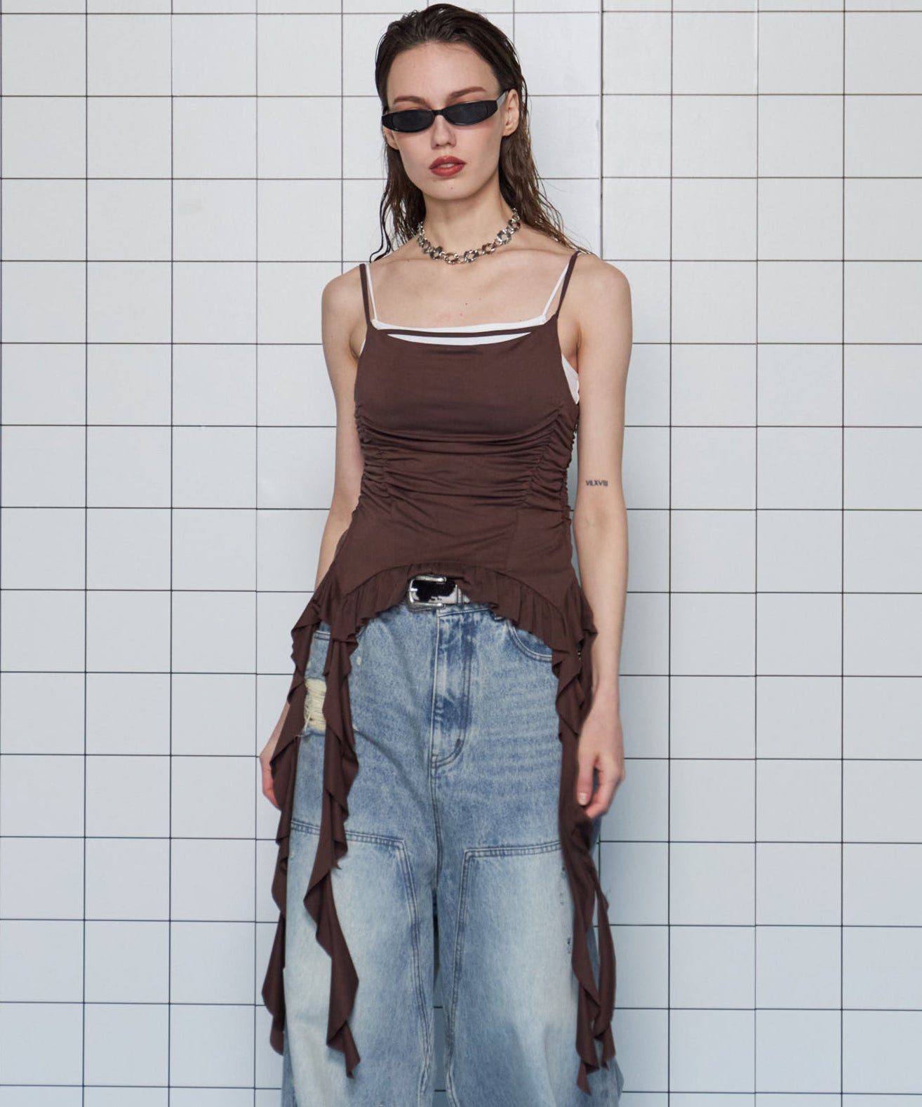 Ruffle Shirring Camisole