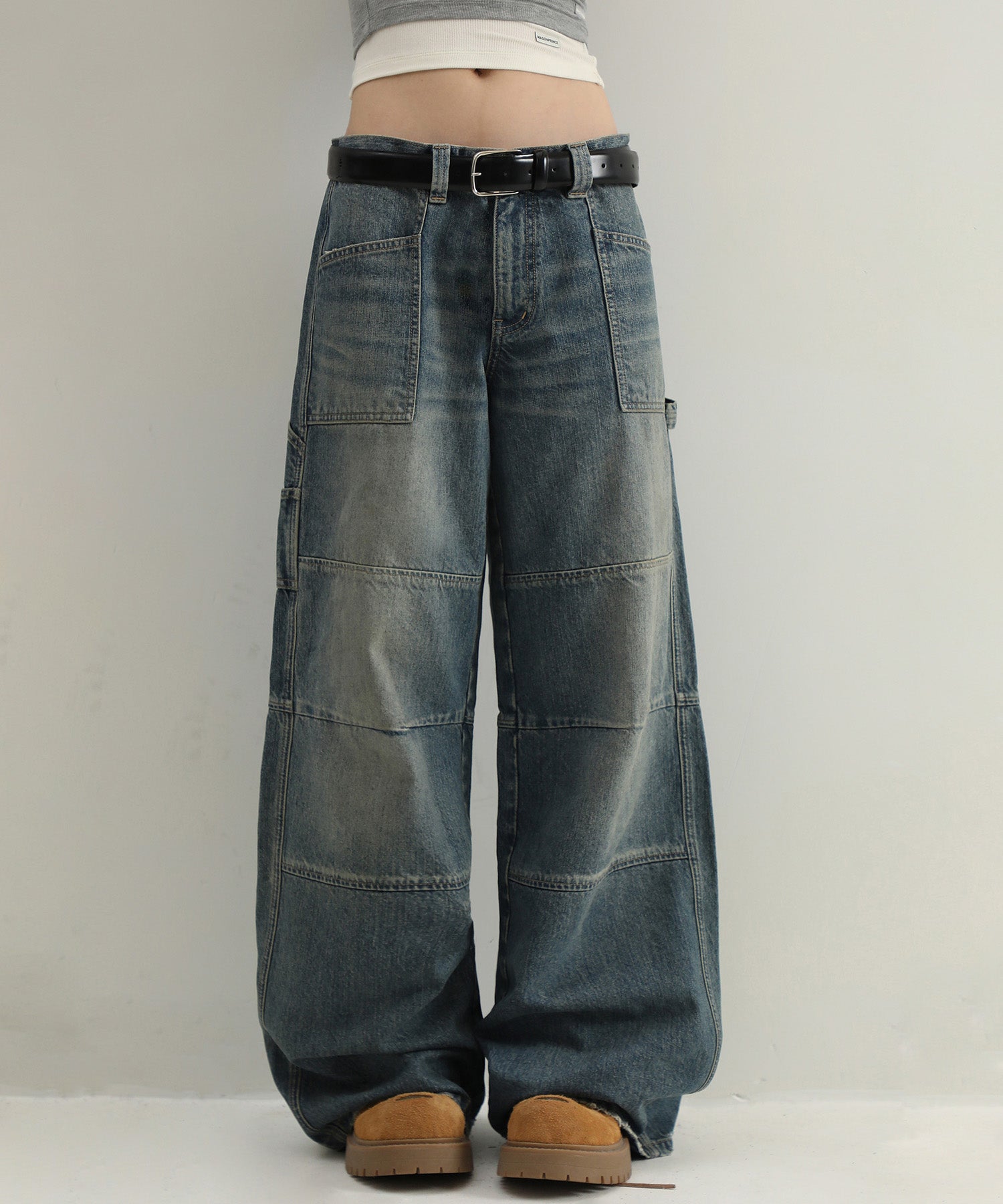 ルーズフィット ワークデザイン ローライズ デニムパンツ NZK6217