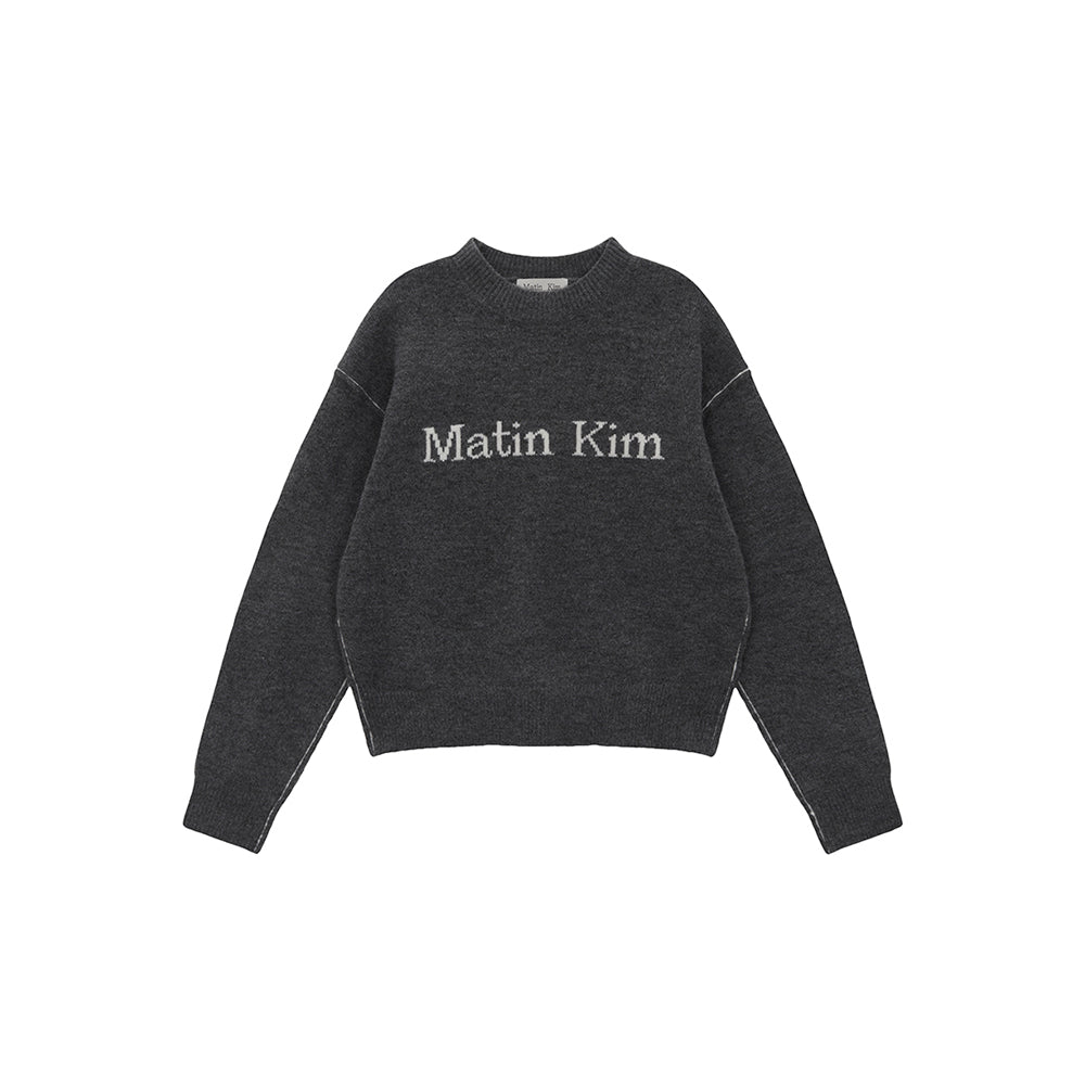 COLOR LINE POINT LOGO KNIT PULLOVER IN GREY – Matin Kim