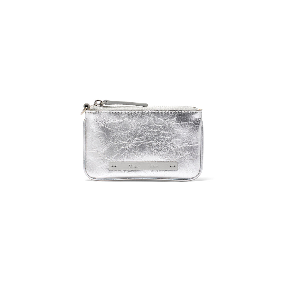 GLOSSY LEATHER COIN WALLET IN SILVER – Matin Kim