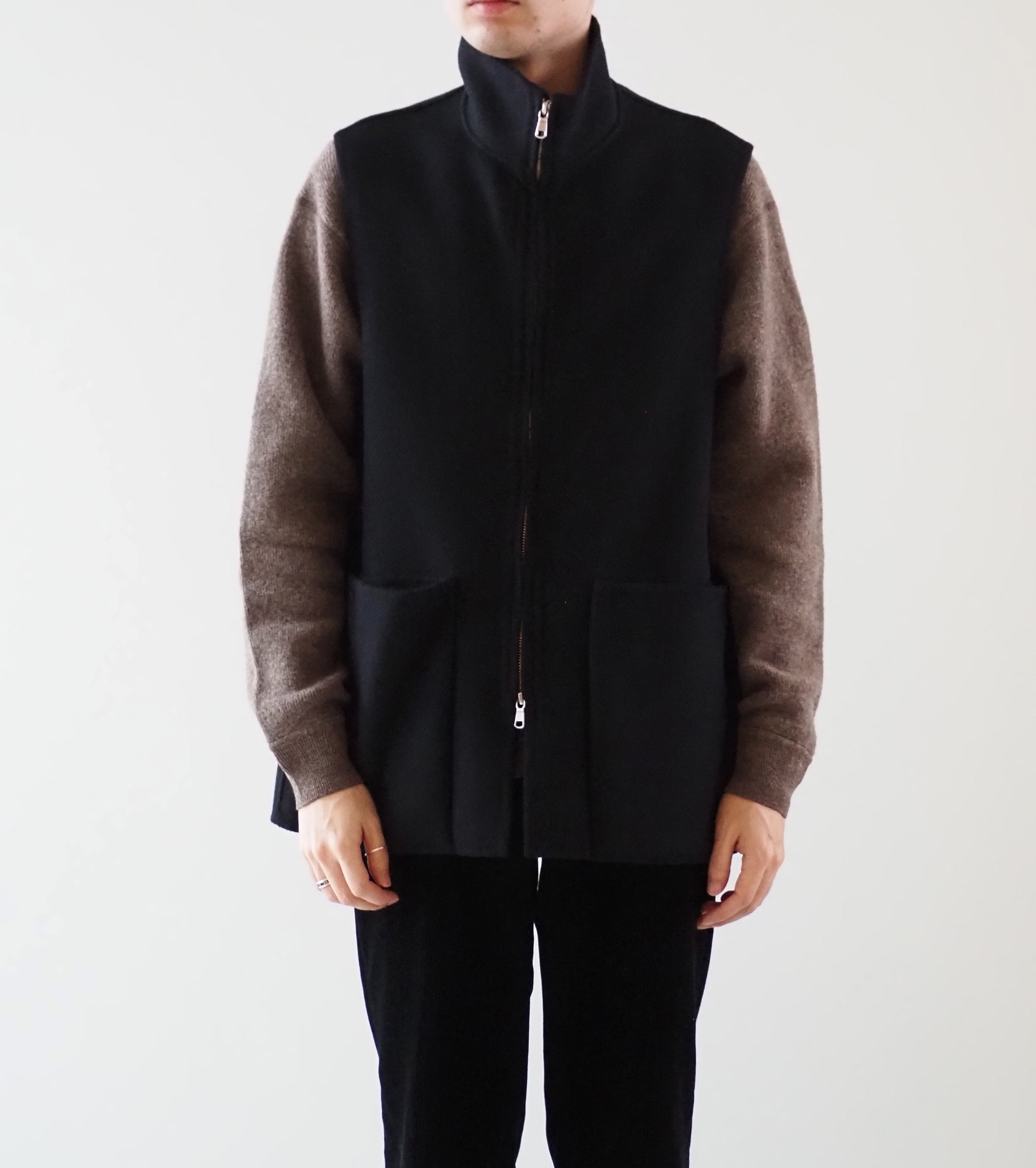 MAATEE＆SONS ジップ ベスト , Black – Navyblue