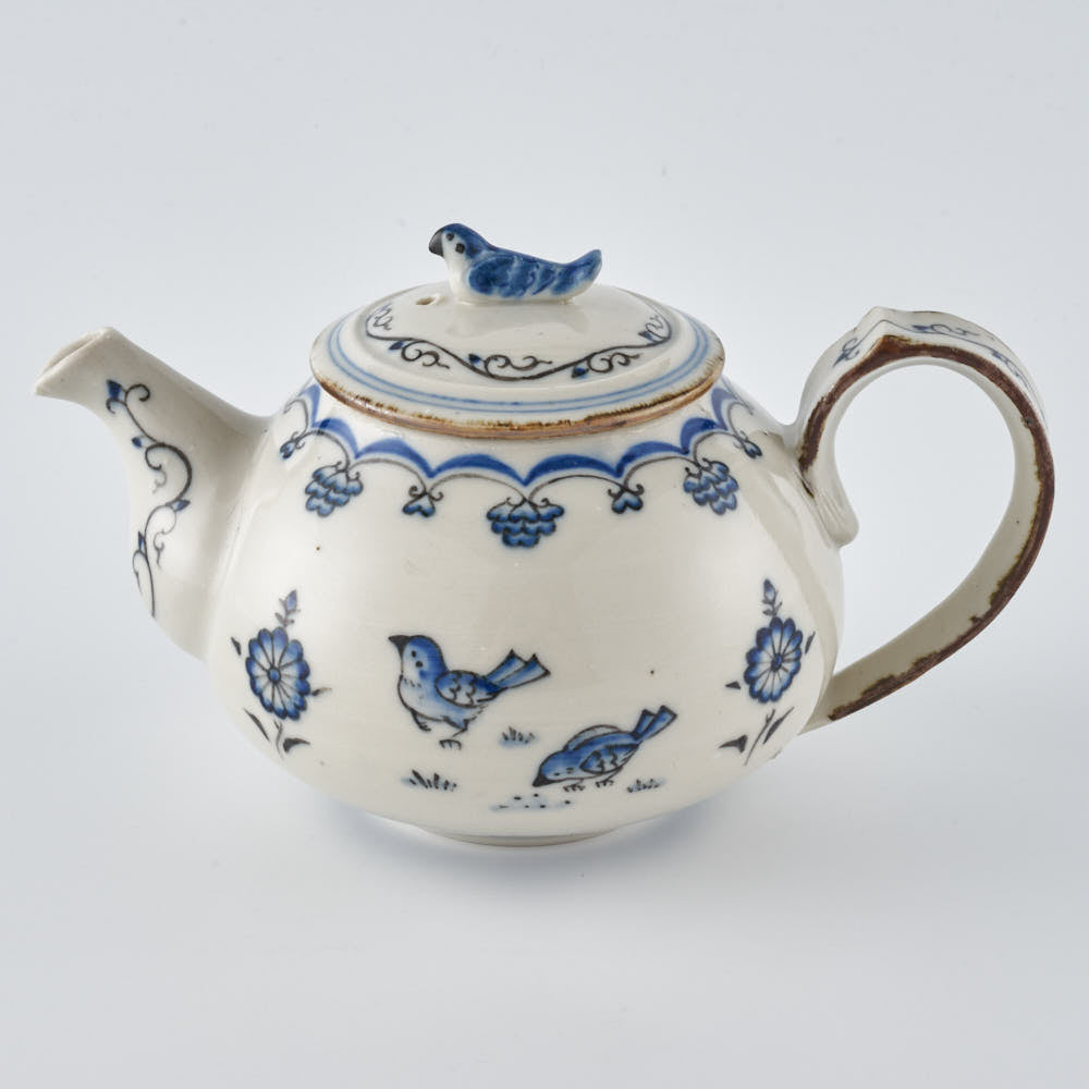 作家 中西申幸 鳥遊戯画 ポット ¥22,000 大人の焼き物