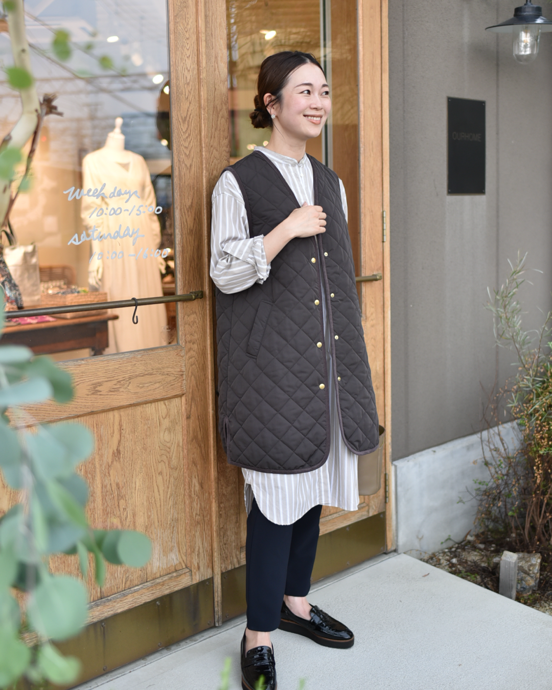ロング丈のキルティングベスト – OURHOME
