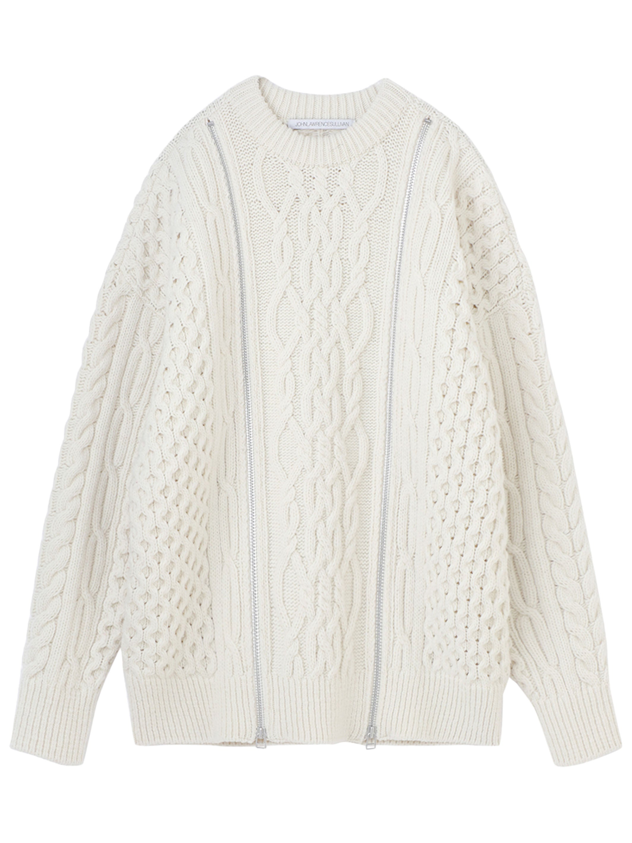 ZIP FISHERMAN KNIT SWEATER