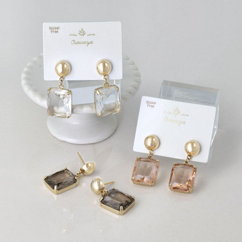 ピアス ニッケルフリー メタル サークル スクエア カラー ストーン