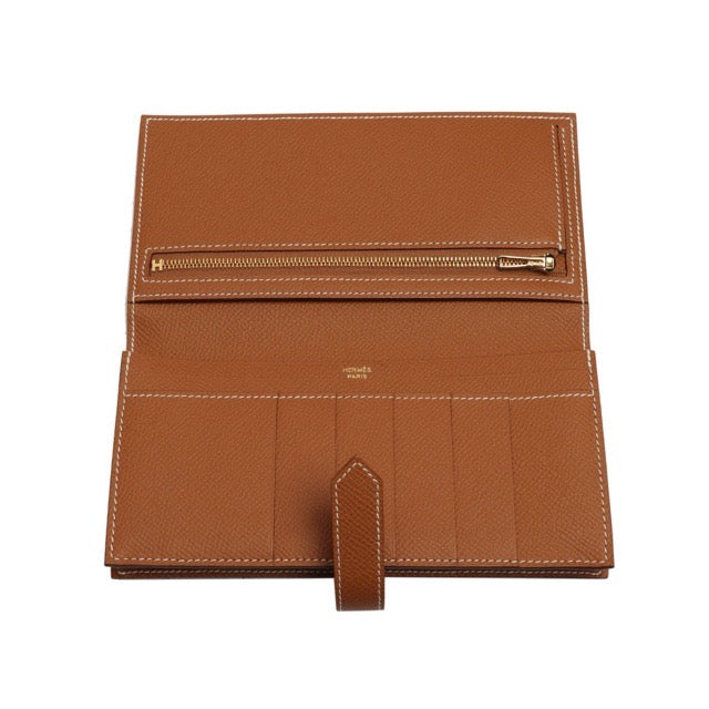 エルメス ベアンスフレ ベアンロングウォレット ゴールド エプソン