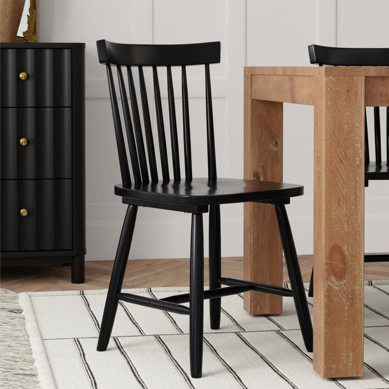 Lyra Set of 2 Windsor Chairs, Black – Alpine Furniture