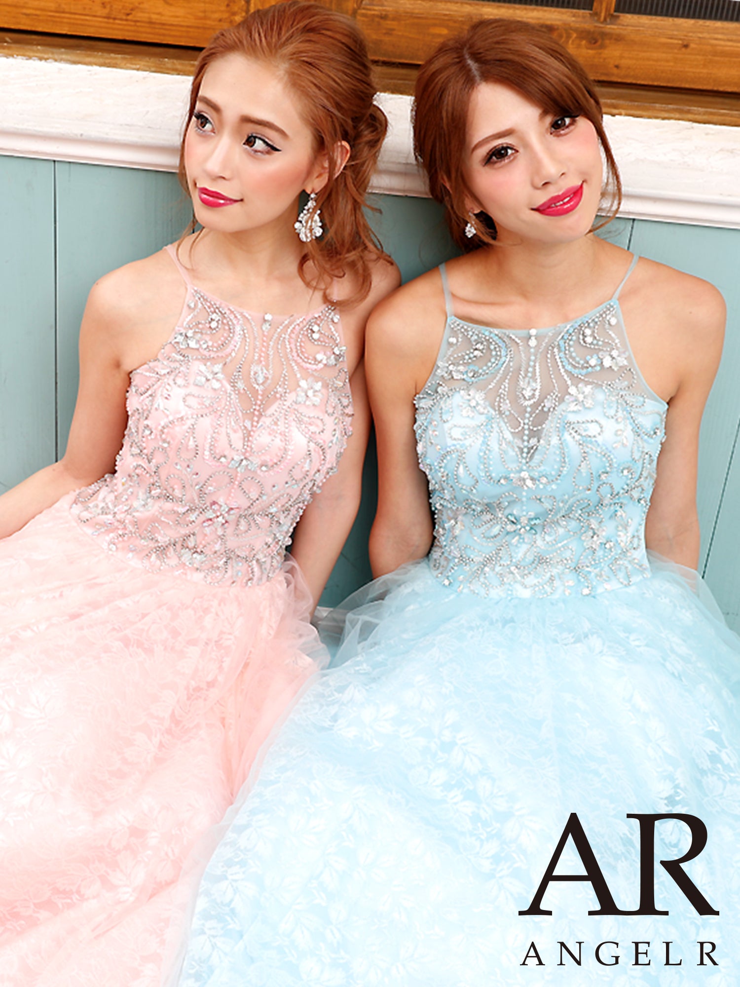 ロングドレス フレア フラワー刺繍 ビジュー ストーン 細い セクシー