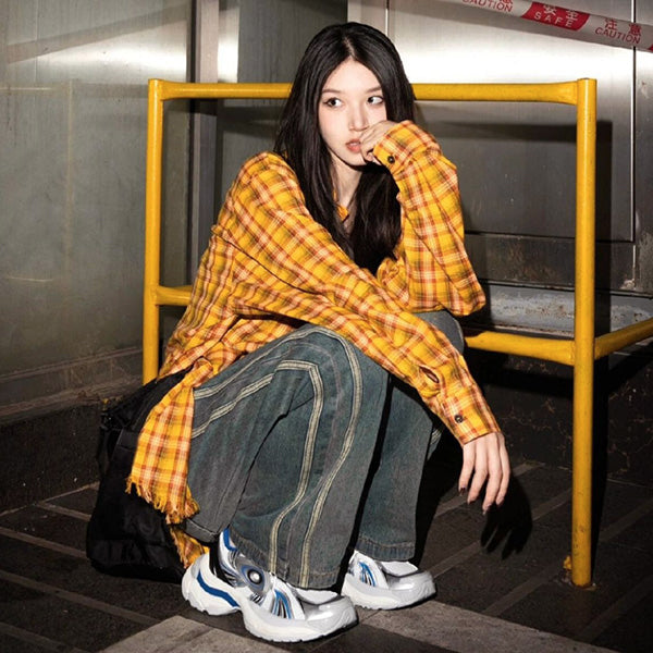 ワンポイント刺繍イエローチェックシャツ – ArrrT