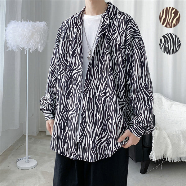 ゼブラプリント オープンカラー長袖シャツ – ArrrT