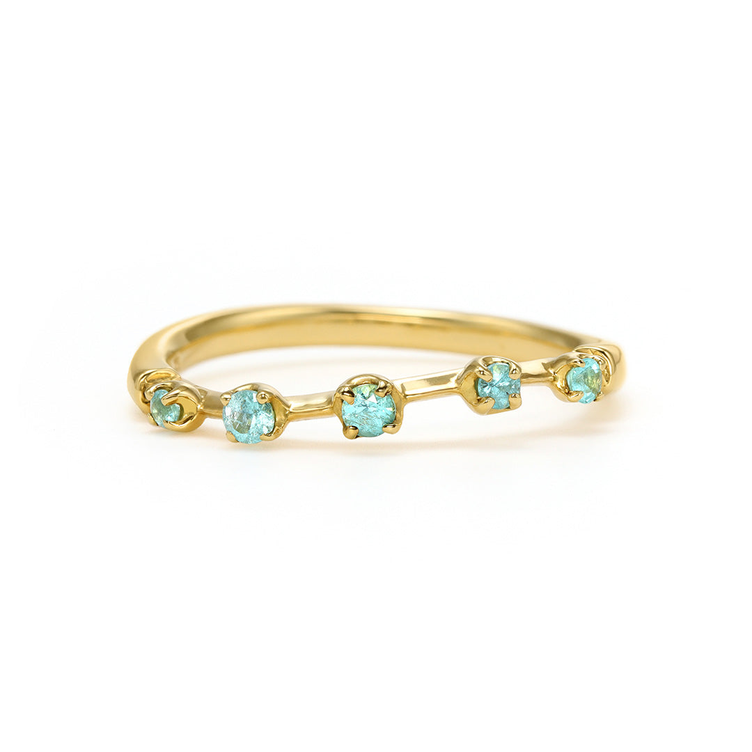 ビズー公式】パライバ トルマリン ラウンドカット K18 プラチナ リング