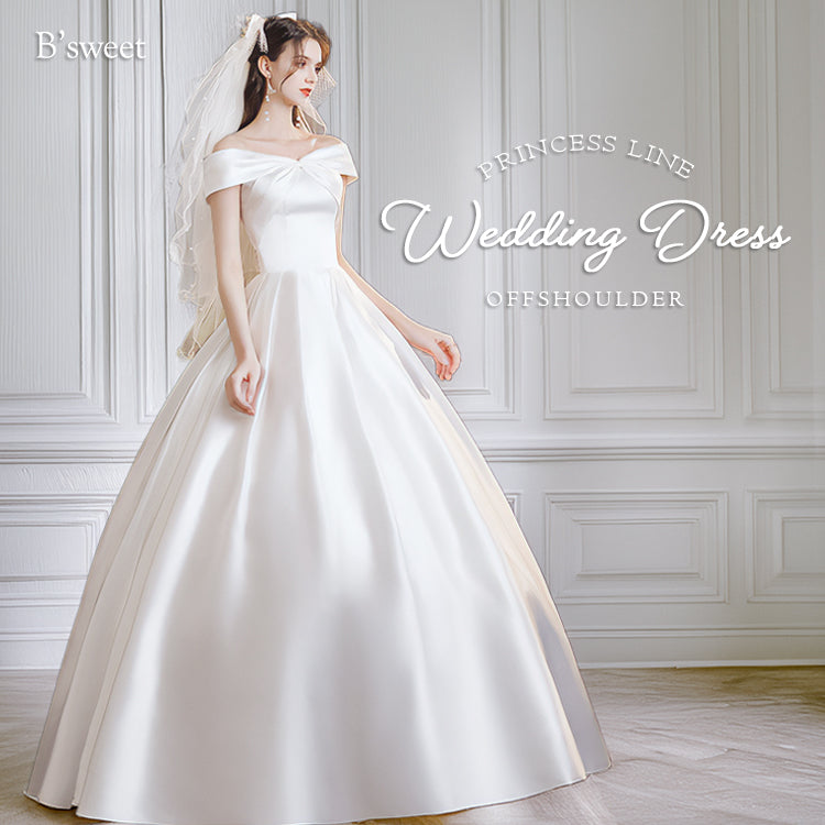 wd701sf】オフショルダーサテンドレス プリンセスライン – ドレス