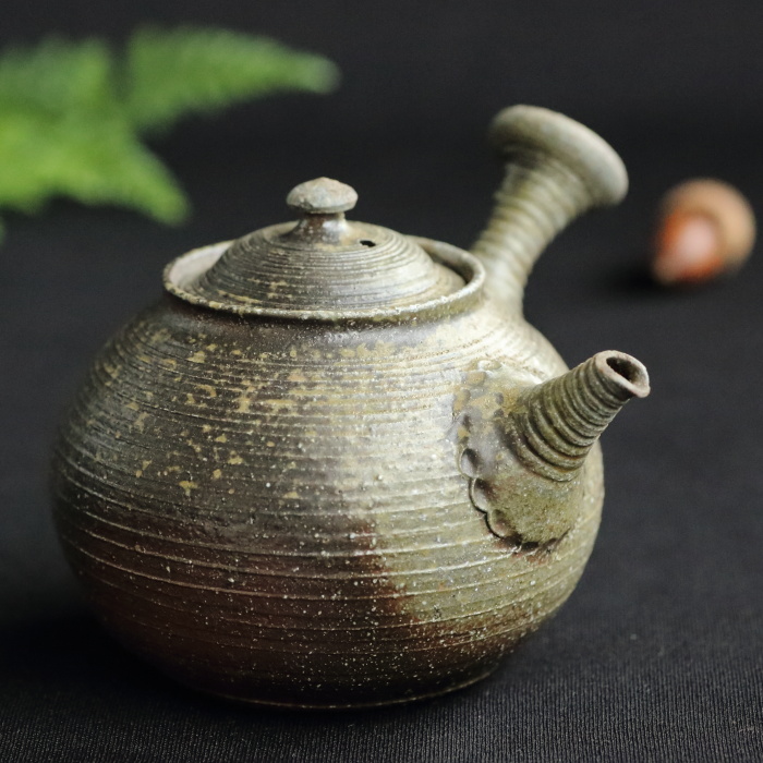 四代山田常山 常滑急須 満容量200ml 登窯焼成無釉焼〆 作家もの煎茶器