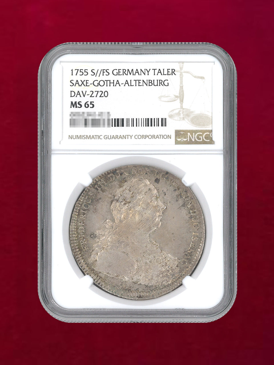 ドイツ・ザクセン・ゴータ・アルテンブルク】ターラー 銀貨 1755 S//FS