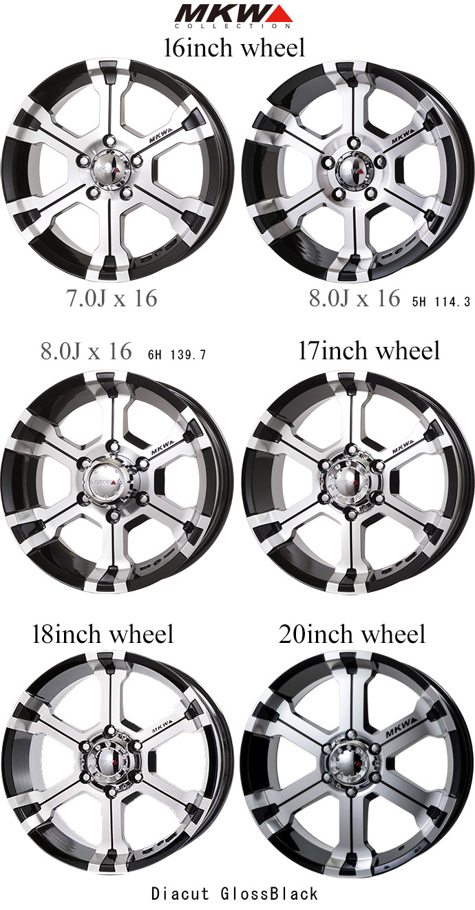 MK-36 16インチ×8.0J 5H-114.3 +0 ダイヤカット グロスブラック（1本