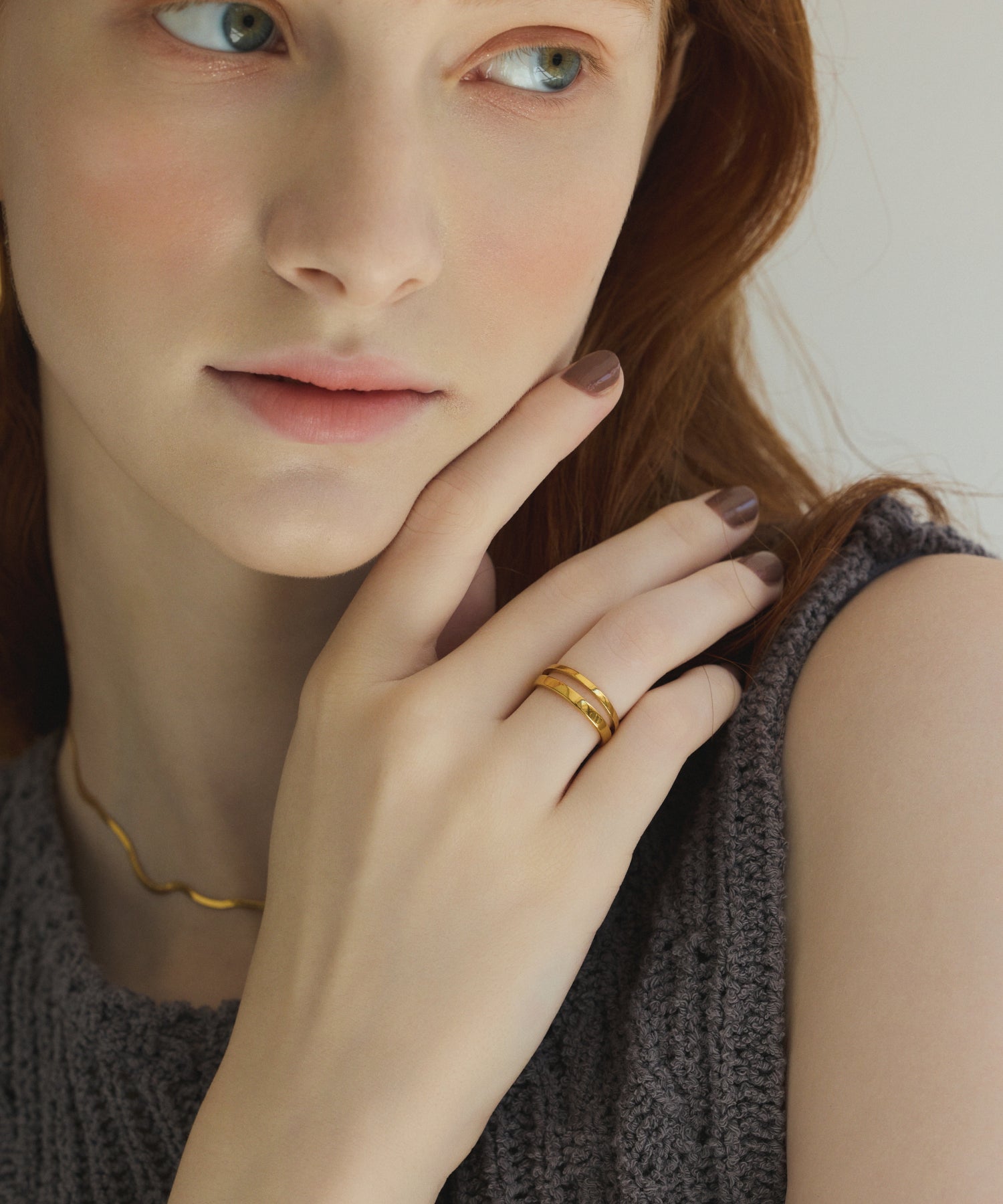 ゴールド]ダブルラインリング