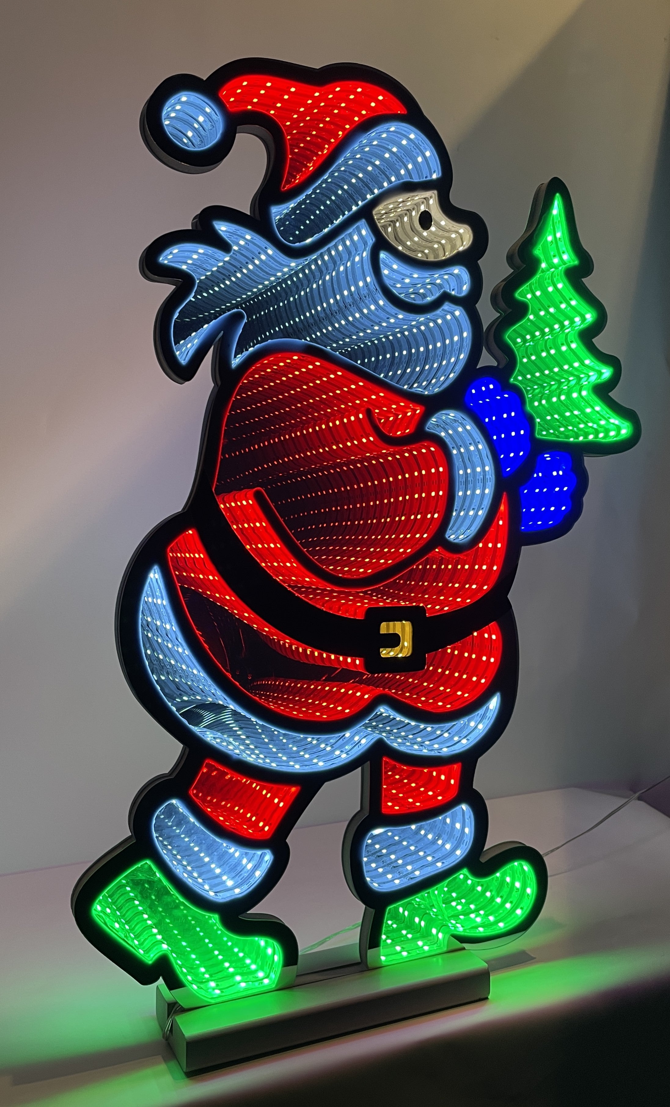 Large Infinity Running Santa Display 2D Frame Decor – Certified Lights