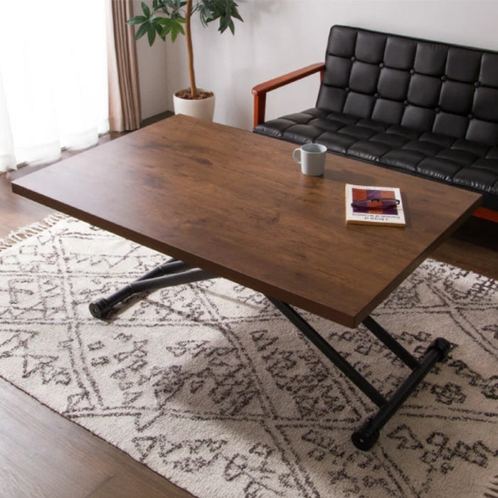 テーブル 昇降式 ガス圧昇降式テーブル 120×80cm ブラウン ナチュラル