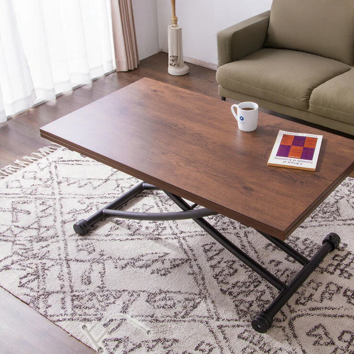 テーブル 天板が2倍に広がるガス圧昇降テーブル 110×60cm 110×120cm