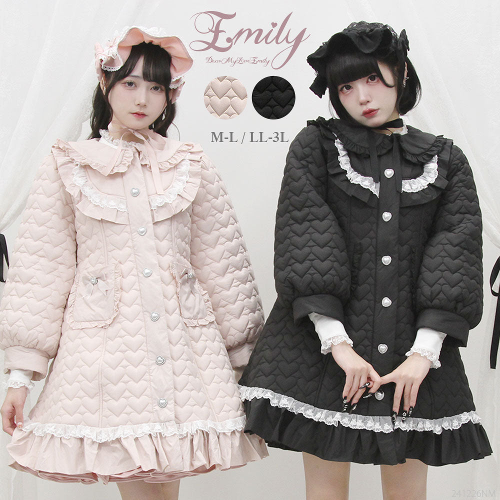 2buy20%OFFクーポン対象】ハートキルティングレースフリルダウンA