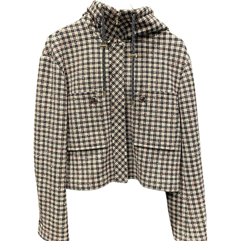 シャネル CHANEL チェック柄フーデッドツイードジャケット P78022