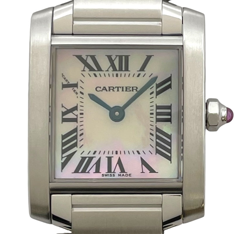 カルティエ Cartier タンク フランセーズ SM W51028Q3 ピンクシェル SS
