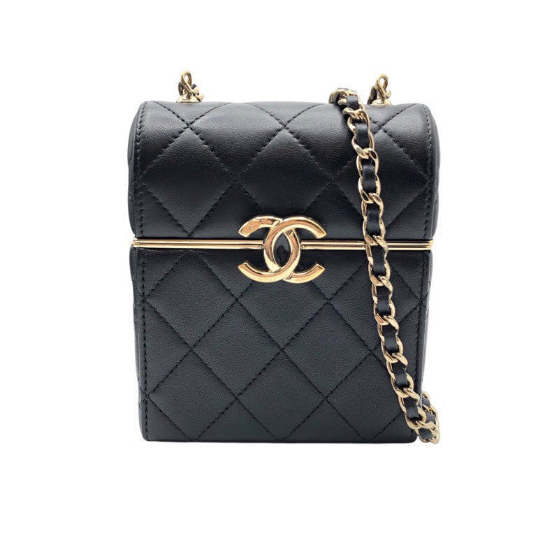 シャネル CHANEL ボックスショルダー AP2656 ブラック×GD金具 ラム