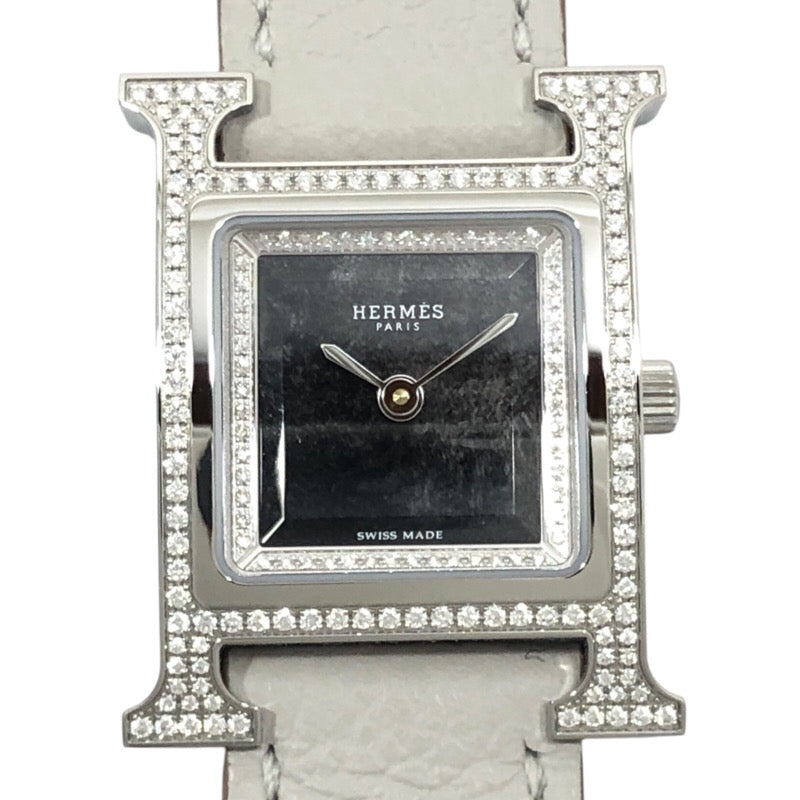 エルメス HERMES Hウォッチ HH4.230 オブシディアン SS/革ベルト