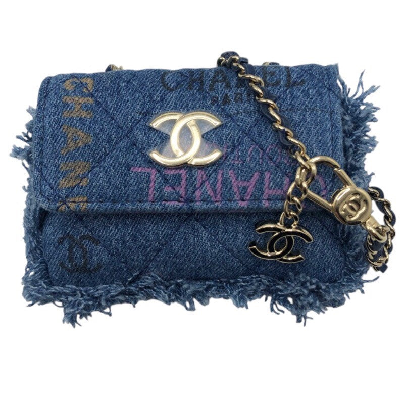 シャネル CHANEL デニムチェーンクラッチ AP2602 ブルー/GD金具 デニム