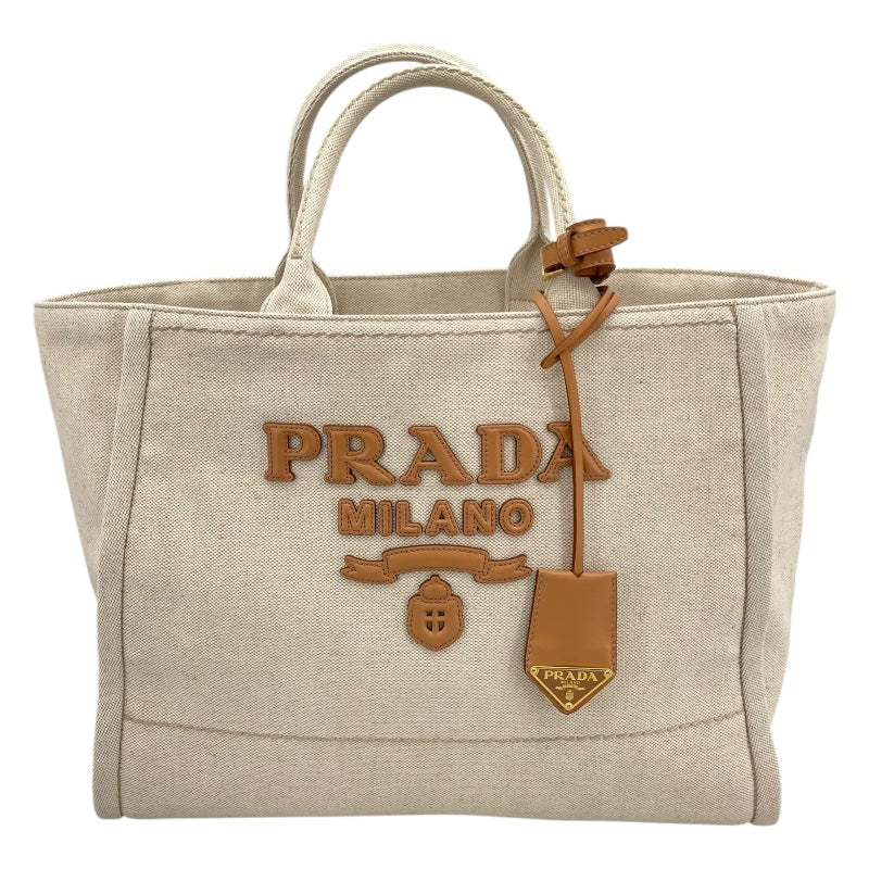 プラダ PRADA カナパ ラージ 2VG131 ベージュ キャンバス レディース