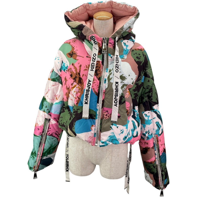 ケンゾー KENZO 総柄ショートダウンジャケット ピンク ナイロン