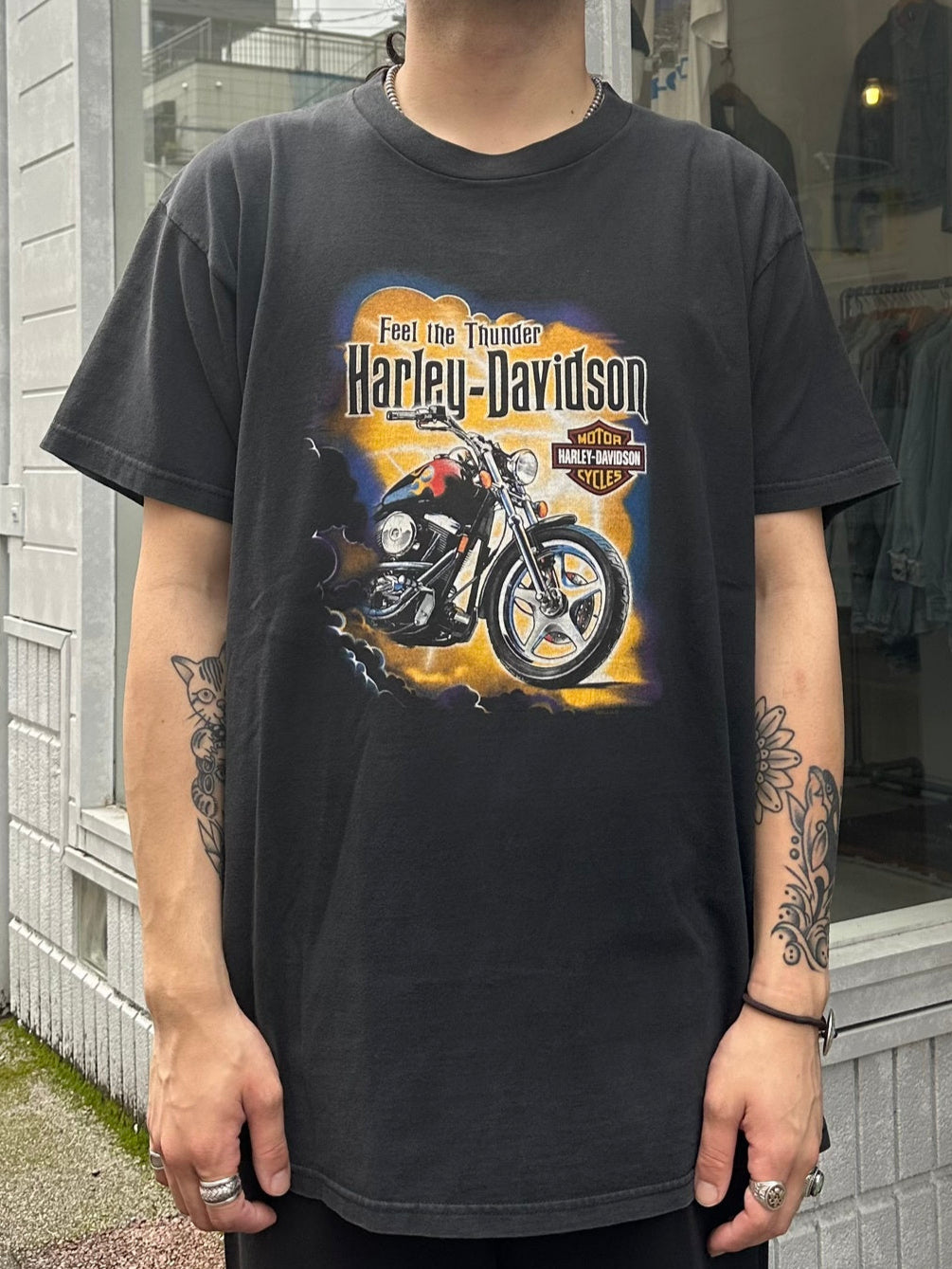 00's HARLEY-DAVIDSON 「Feel The Tnunder」ハーレーTシャツ – FUJI STORE