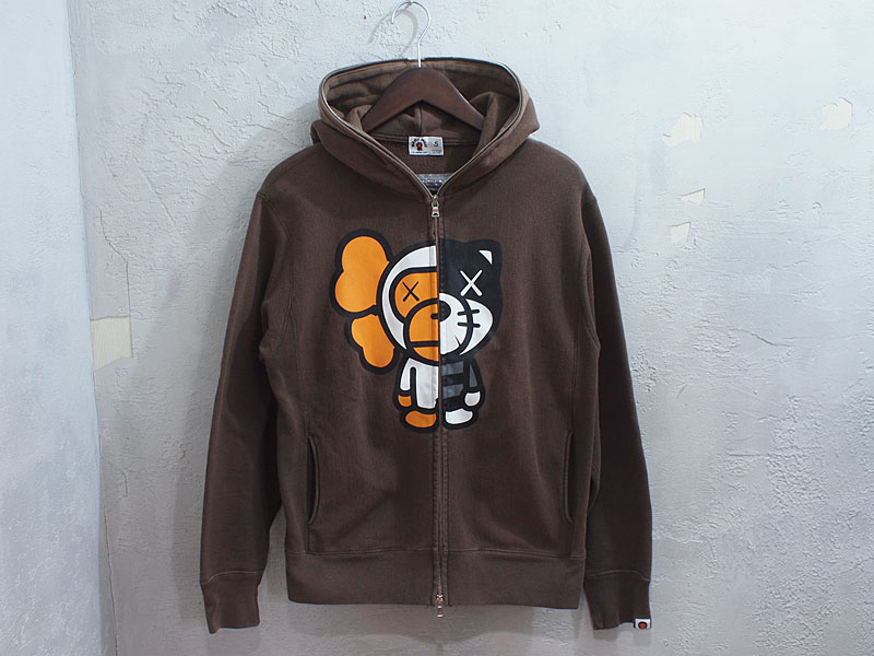 BABY MILO×KAWS ジップパーカー ベビーマイロ BAPE S アベイシング