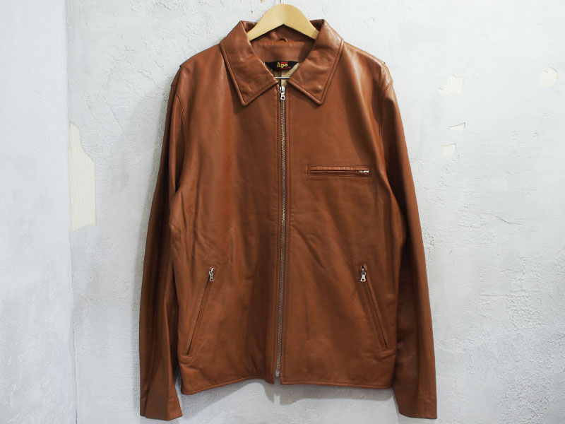 A BATHING APE 'シープスキン'シングルライダース レザージャケット XL