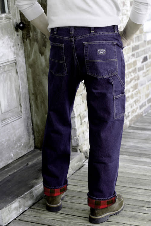 Flannel Lined Hybrid Carpenter Jean - Dark Stonewash – Diamond Gusset