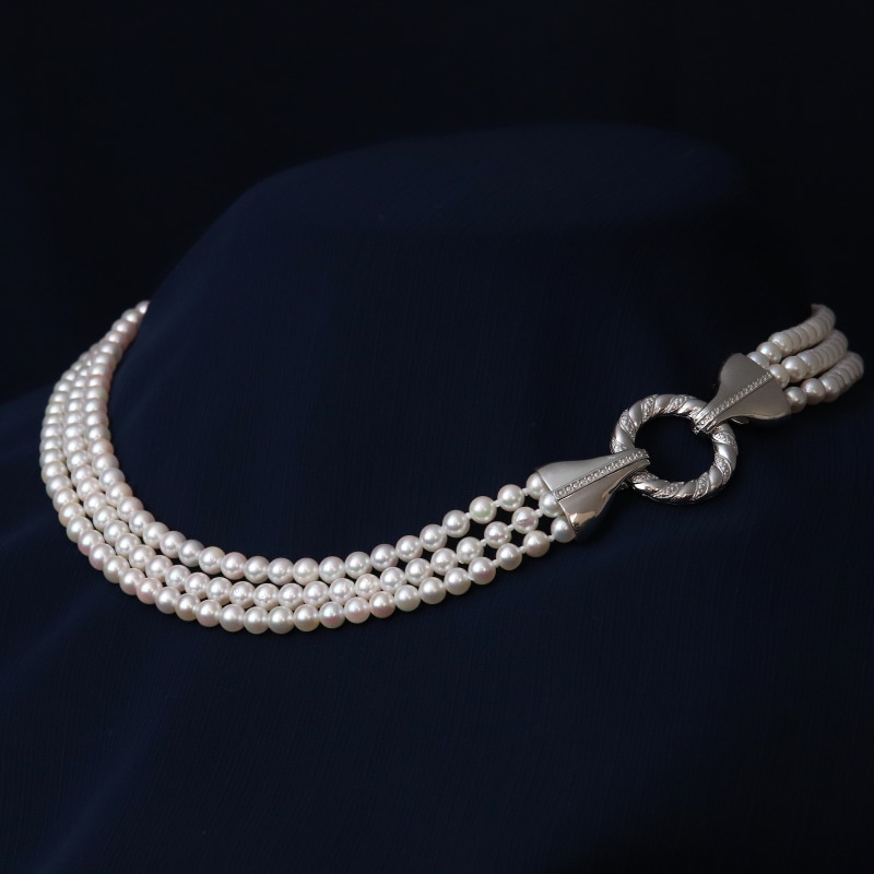 SVあこや真珠4.0-4.5mmベビーパール3連ネックレス【長さ40