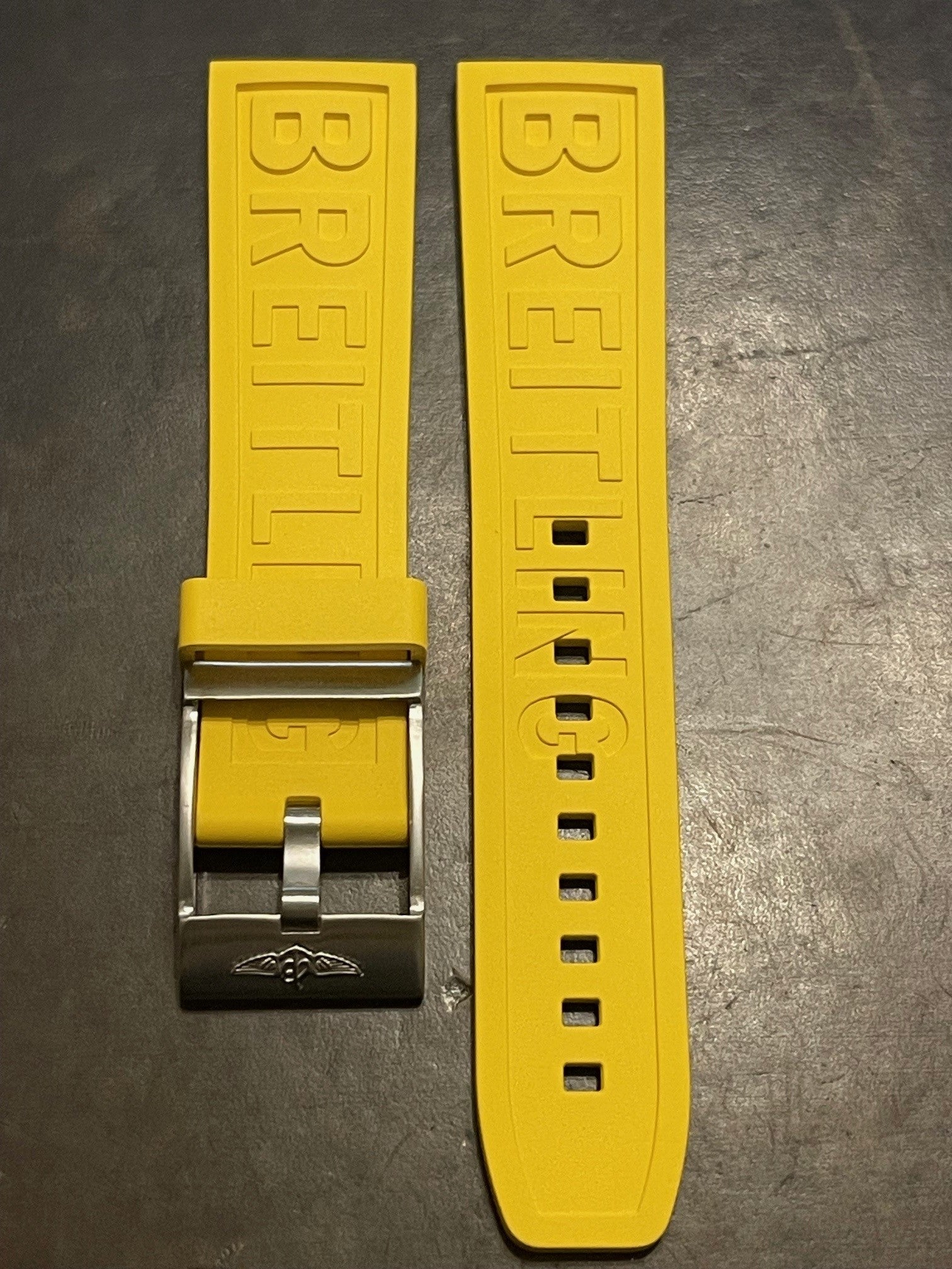 Breitling OEM 22MM Diver Pro Yellow Rubber Strap w/ OEM Tang