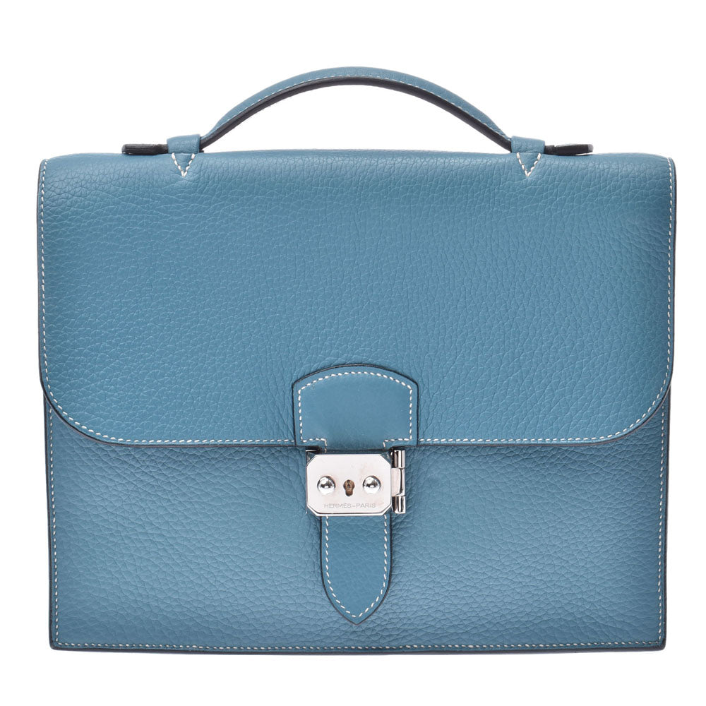 エルメスサック アデペッシュ27 書類カバン ブルージーン パラジウム