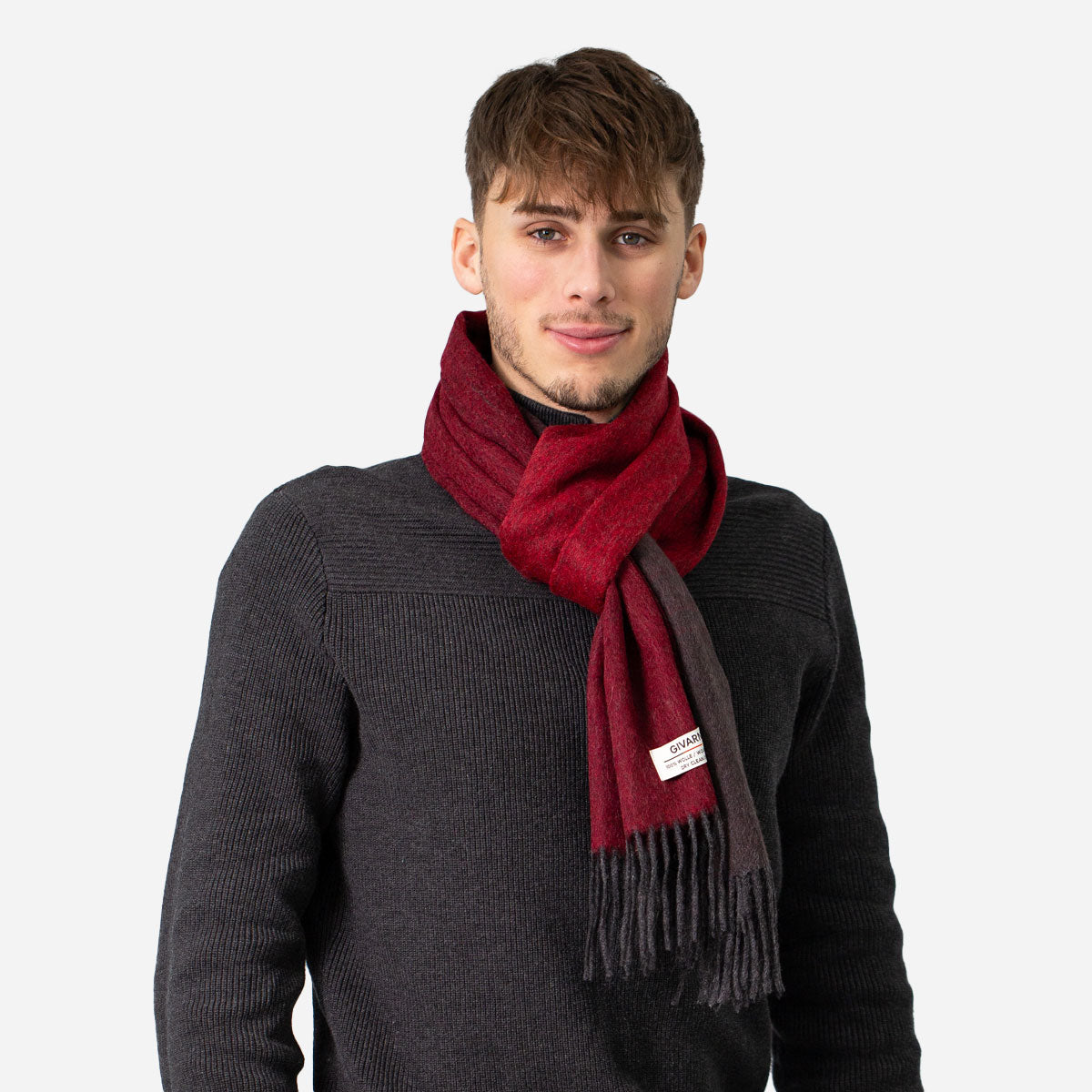 100% Wool Gradient Scarf - Red & Chocolate – Givarni®