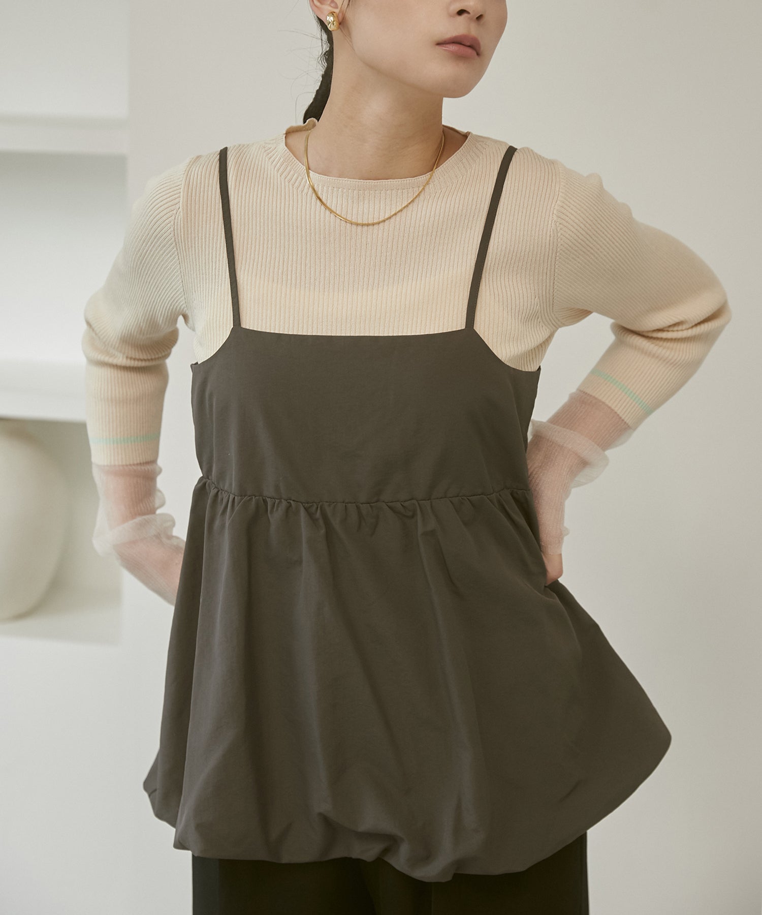 ナイロン バルーンキャミビスチェ