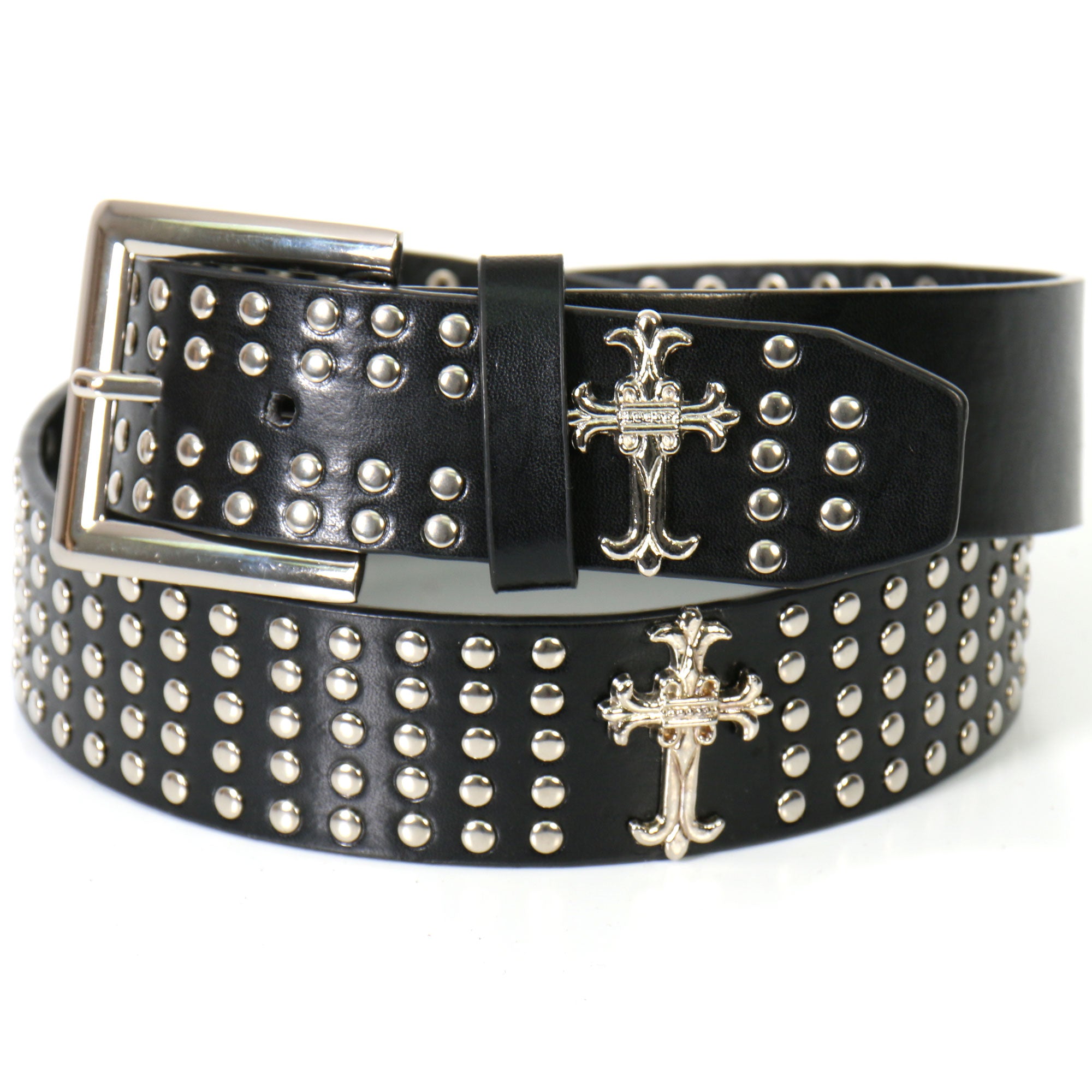 Studs & Crosses Leather Belt | Genuine Cowhide Biker Belt | Hot