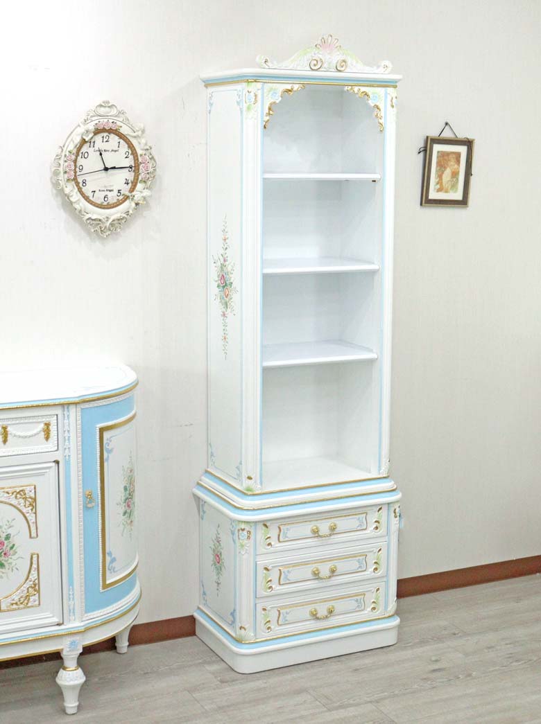 ロココ ブックケース 本棚 オープンキャビネット 白家具 – 輸入家具の