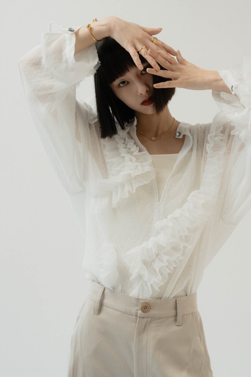 tulle design blouse/white | KNUTH MARF