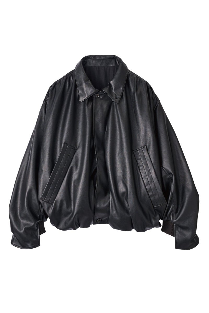voluminous leather jacket(unisex)/black | KNUTH MARF