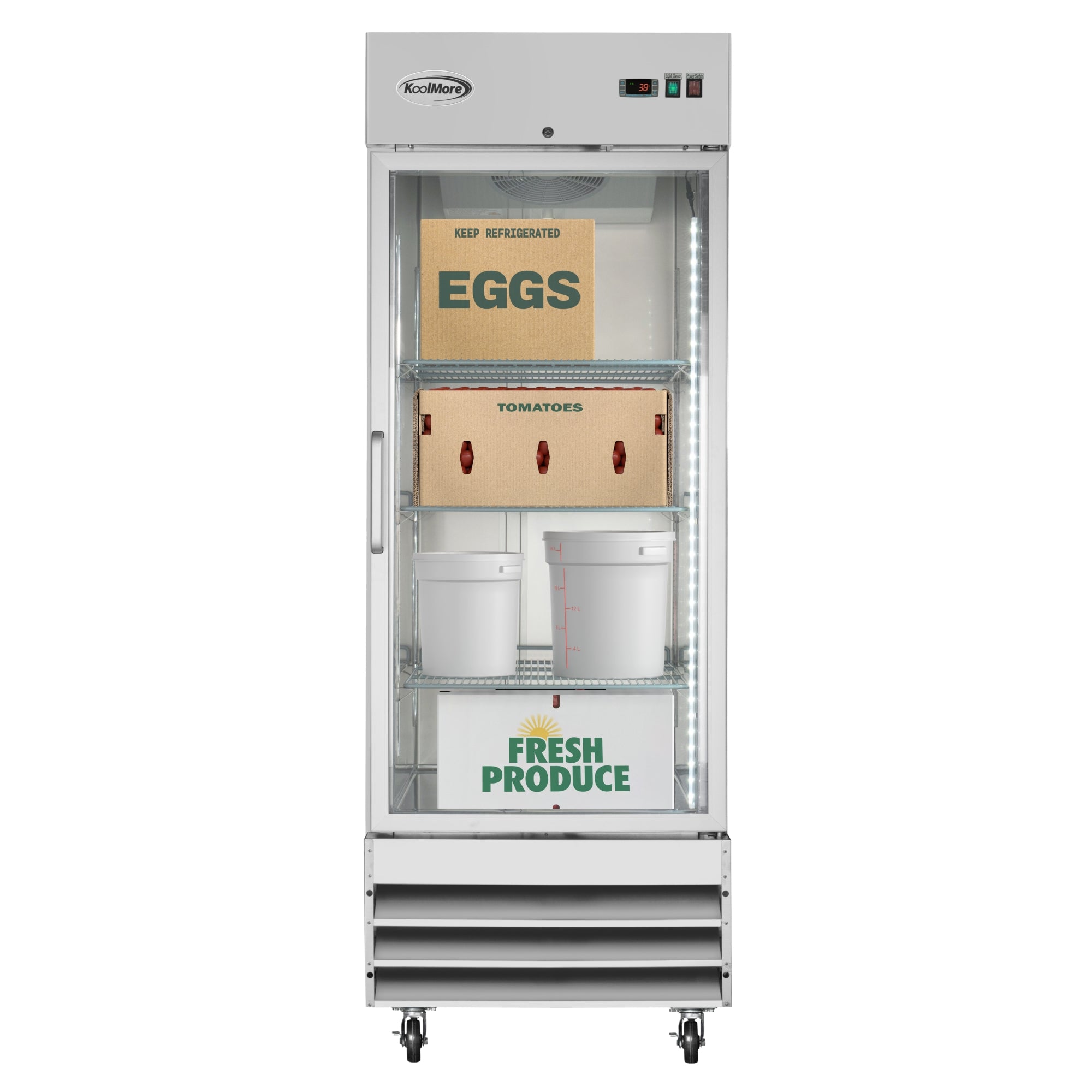 29 in. One Glass Door Reach-In Refrigerator, 21 Cu. Ft. in