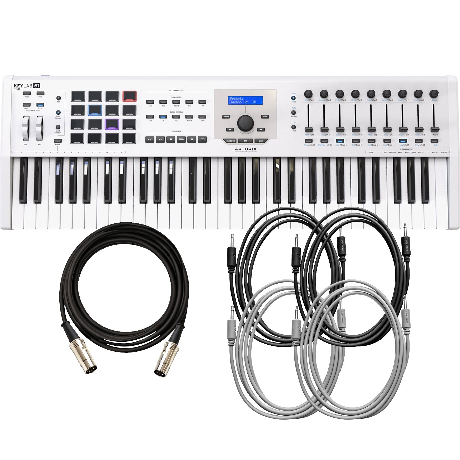 Arturia KeyLab MkII 61 MIDI/USB/CV Controller - White CABLE KIT