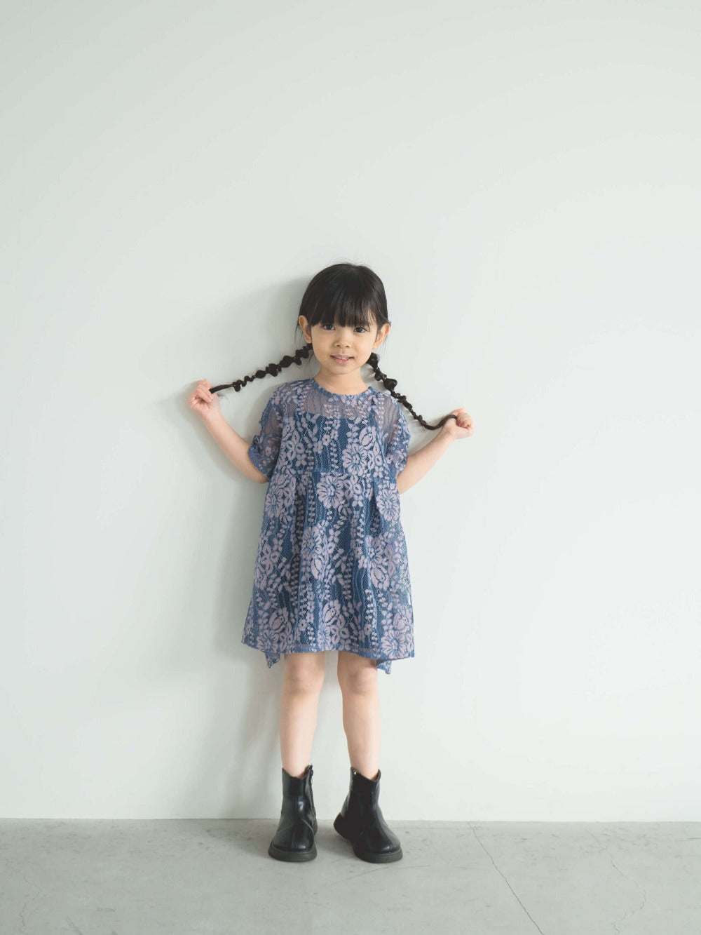 kaene公式オンラインストア (KIDS)配色レースエプロンワンピース