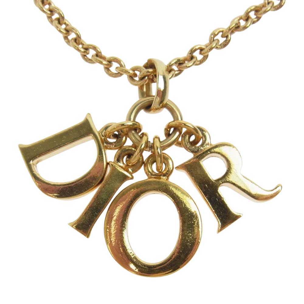 Christian Dior クリスチャンディオール ロゴ ネックレス ゴールド系