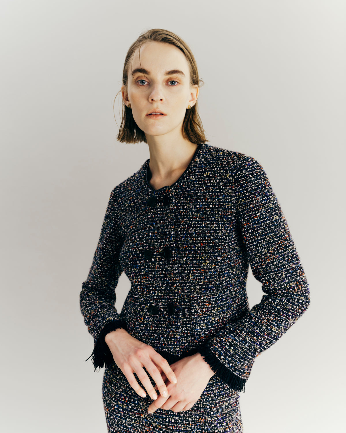 Mix tweed No collar jacket – L'AUBE BLANC