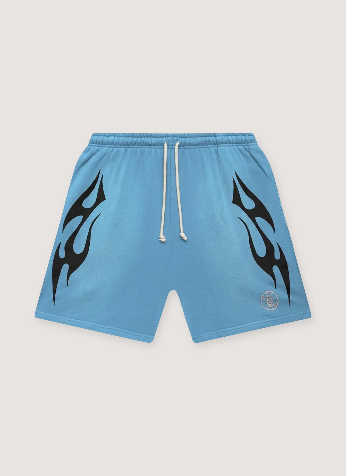 Hellstar Flame Shorts Baby Blue Black – PIECES